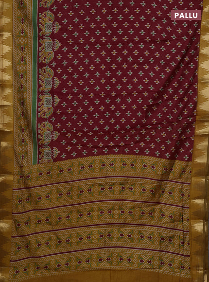 Maroon & Mustard Yellow Semi Maheshwari Cotton Saree
