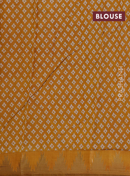 Maroon & Mustard Yellow Semi Maheshwari Cotton Saree