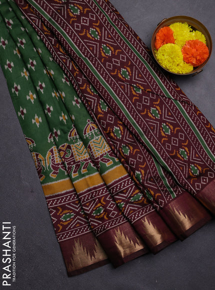 Green & Maroon Semi Maheshwari Cotton Saree