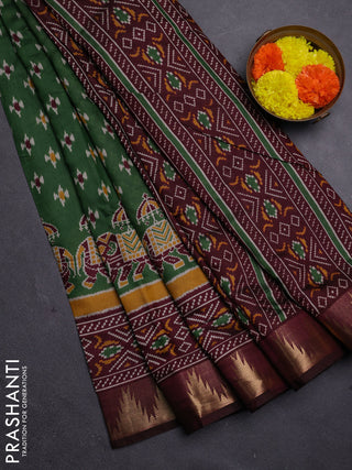 Green & Maroon Semi Maheshwari Cotton Saree