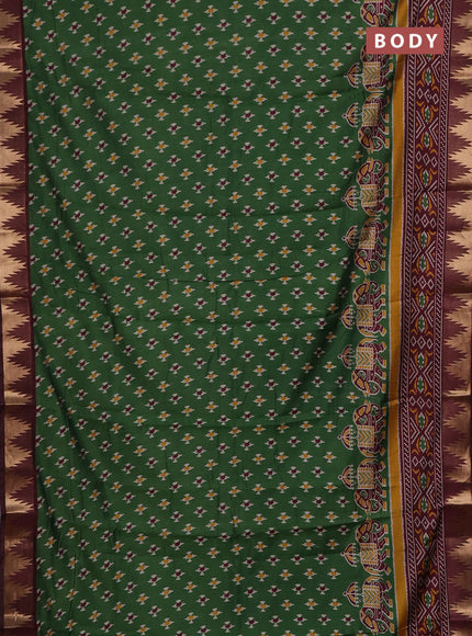 Green & Maroon Semi Maheshwari Cotton Saree