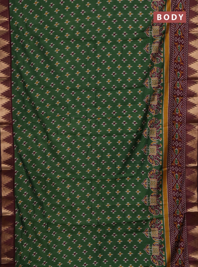 Green & Maroon Semi Maheshwari Cotton Saree