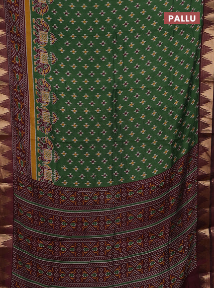 Green & Maroon Semi Maheshwari Cotton Saree