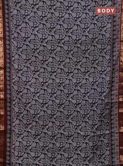 Black & Maroon Semi Maheshwari Cotton Saree