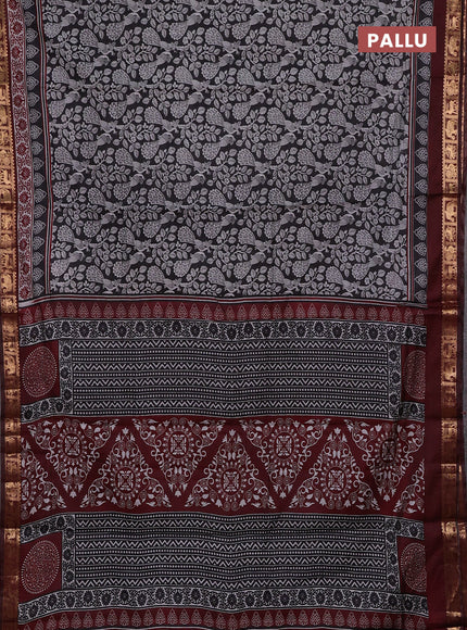 Black & Maroon Semi Maheshwari Cotton Saree