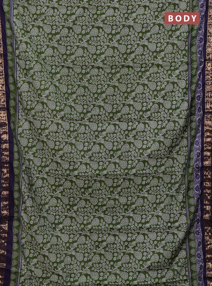 Green & Navy Blue Semi Maheshwari Cotton Saree