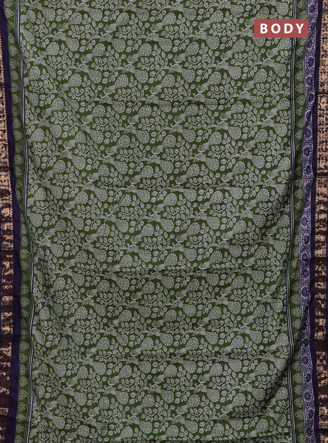 Green & Navy Blue Semi Maheshwari Cotton Saree