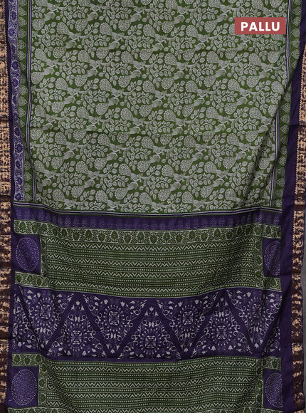 Green & Navy Blue Semi Maheshwari Cotton Saree