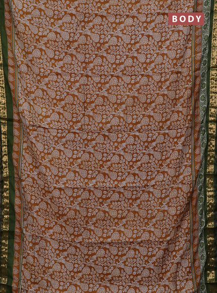 Mustard Yellow & Green Semi Maheshwari Cotton Saree
