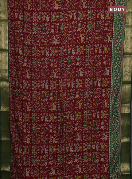 Maroon & Green Semi Maheshwari Cotton Saree