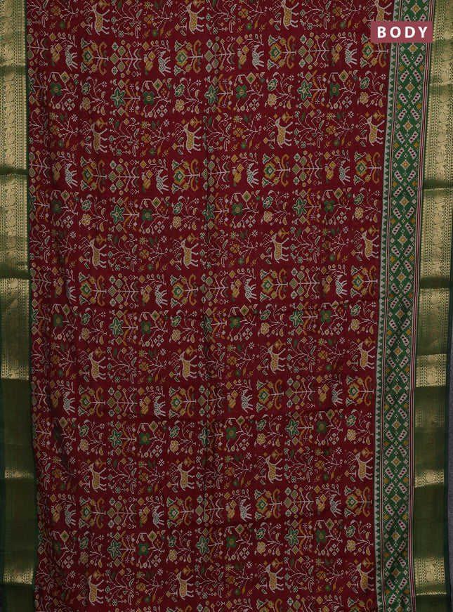 Maroon & Green Semi Maheshwari Cotton Saree