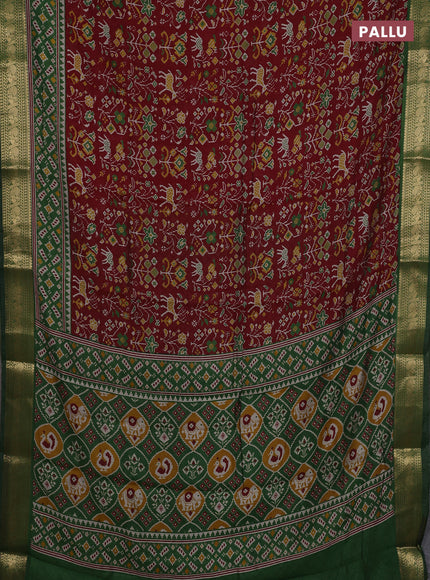 Maroon & Green Semi Maheshwari Cotton Saree