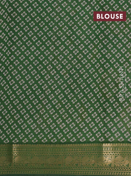 Maroon & Green Semi Maheshwari Cotton Saree