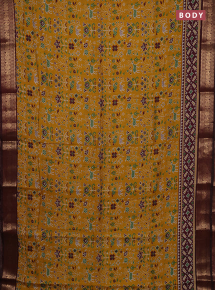 Mustard Yellow & Maroon Semi Maheshwari Cotton Saree