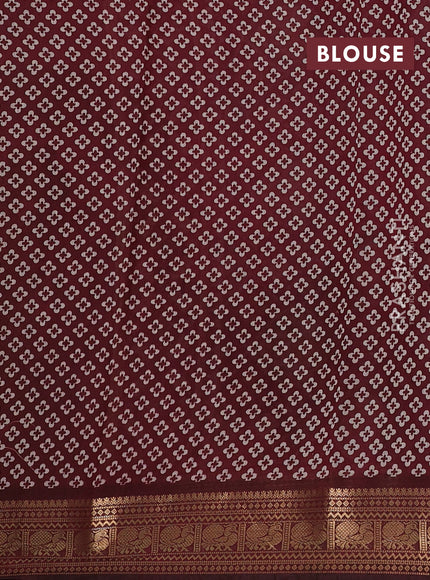 Mustard Yellow & Maroon Semi Maheshwari Cotton Saree