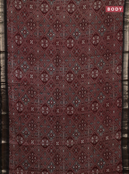 Maroon & Coffee Brown Semi Maheshwari Cotton Saree