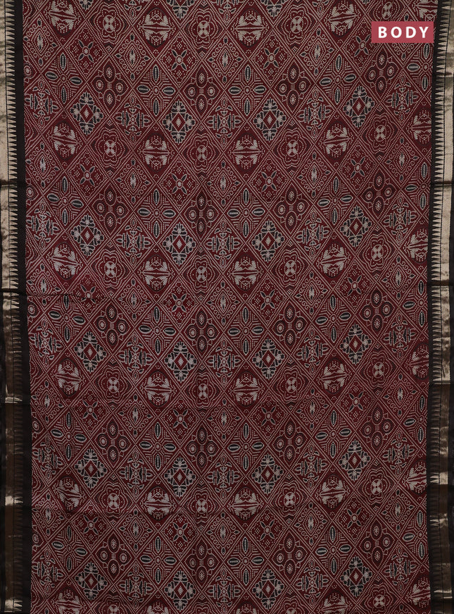 Maroon & Coffee Brown Semi Maheshwari Cotton Saree