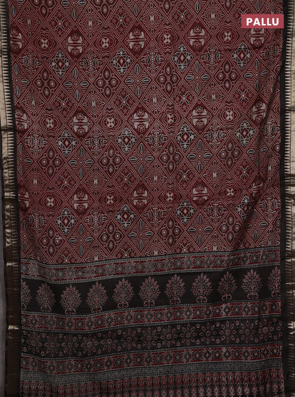 Maroon & Coffee Brown Semi Maheshwari Cotton Saree