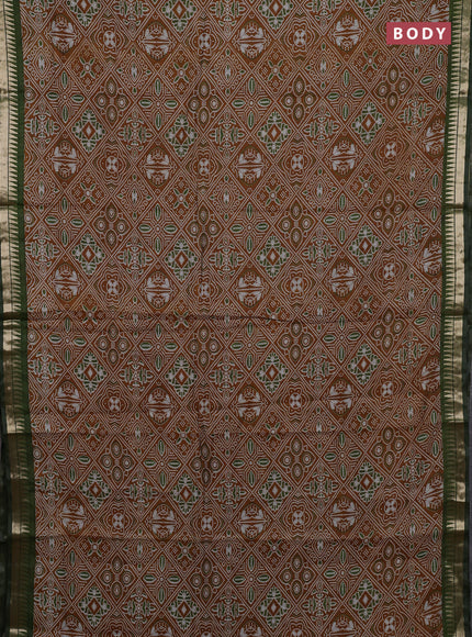 Mustard Yellow & Green Semi Maheshwari Cotton Saree