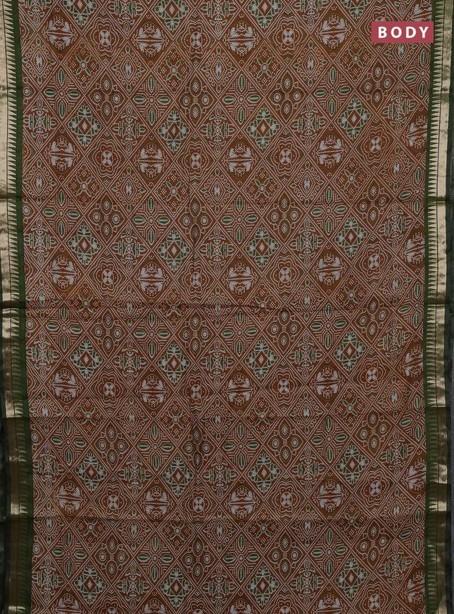 Mustard Yellow & Green Semi Maheshwari Cotton Saree