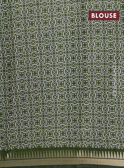 Mustard Yellow & Green Semi Maheshwari Cotton Saree