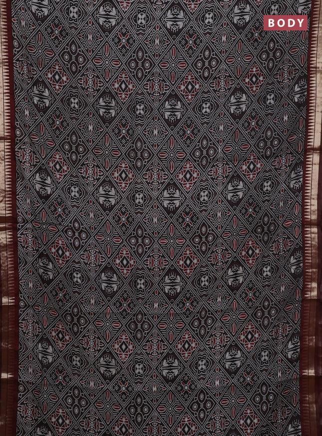 Black & Maroon Semi Maheshwari Cotton Saree