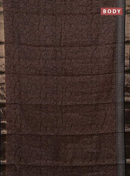 Brown & Black Semi Maheshwari Cotton Saree