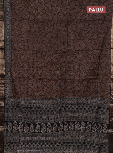 Brown & Black Semi Maheshwari Cotton Saree