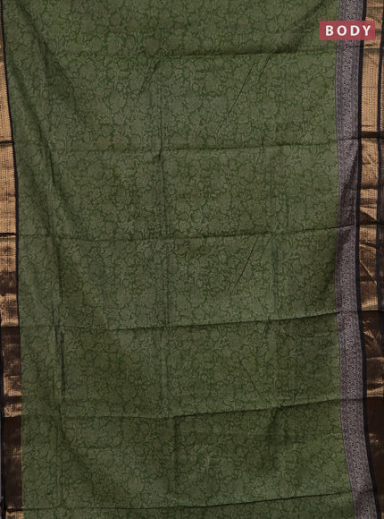 Green & Black Semi Maheshwari Cotton Saree
