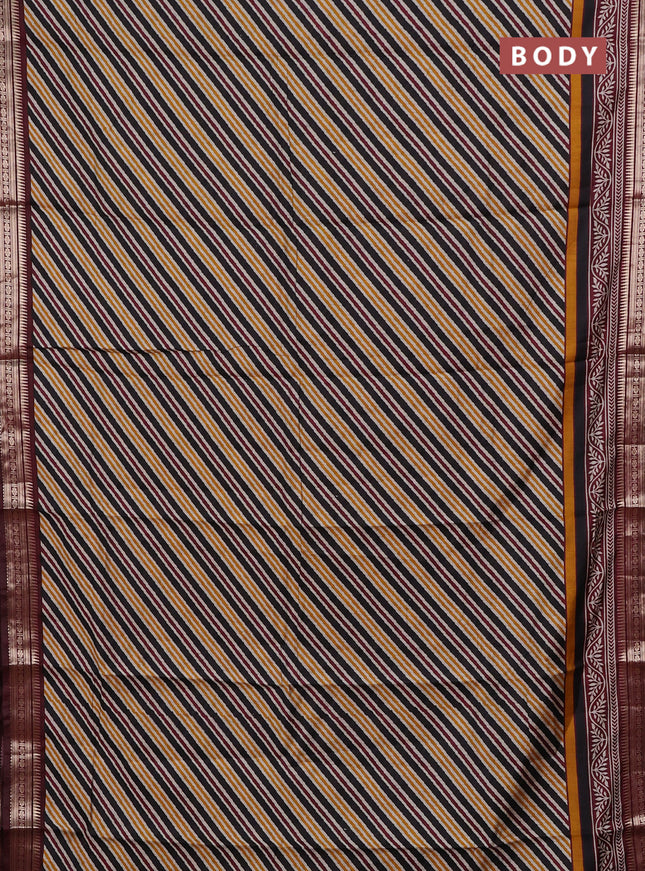 Black & Maroon Semi Maheshwari Cotton Saree
