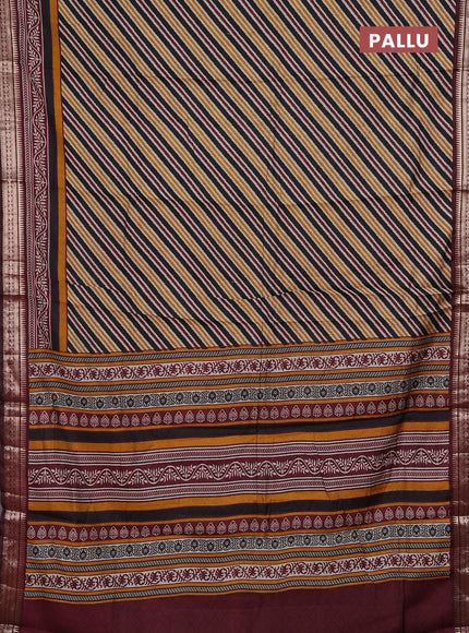 Black & Maroon Semi Maheshwari Cotton Saree