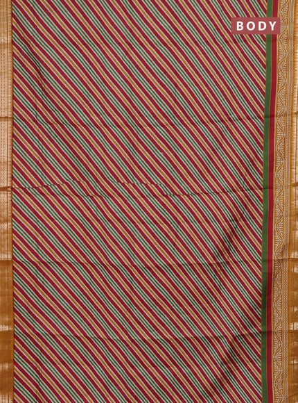 Red & Mustard Yellow Semi Maheshwari Cotton Saree