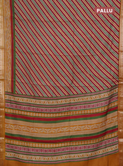 Red & Mustard Yellow Semi Maheshwari Cotton Saree