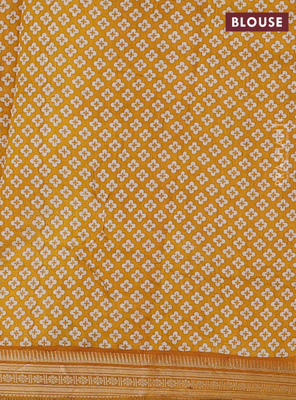 Red & Mustard Yellow Semi Maheshwari Cotton Saree