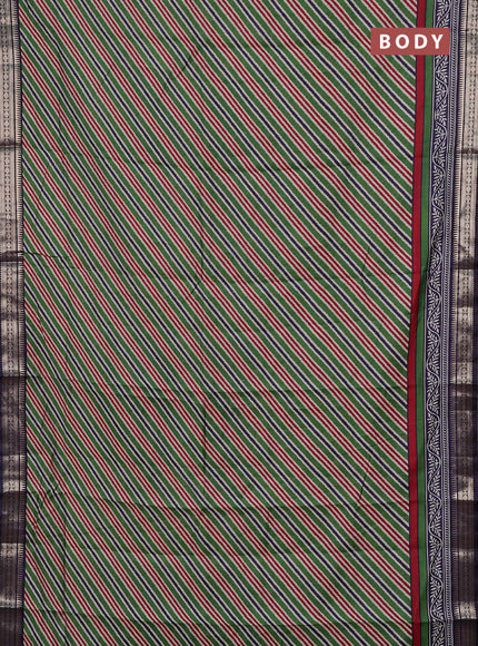 Green & Navy Blue Semi Maheshwari Cotton Saree