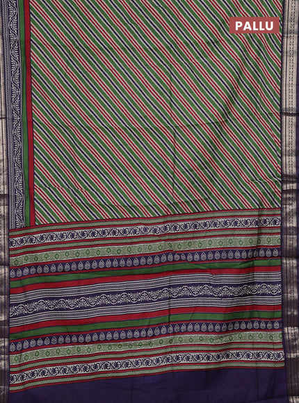 Green & Navy Blue Semi Maheshwari Cotton Saree