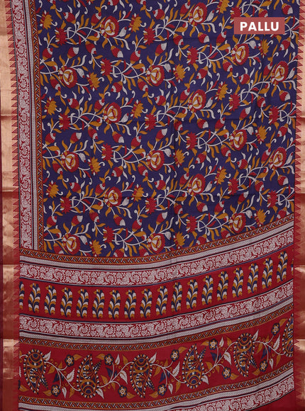 Navy Blue & Maroon Semi Maheshwari Cotton Saree