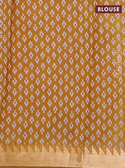 Red & Mustard Yellow Semi Maheshwari Cotton Saree