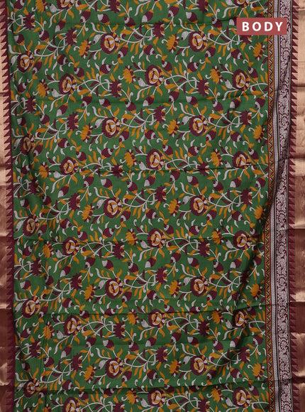 Green & Maroon Semi Maheshwari Cotton Saree