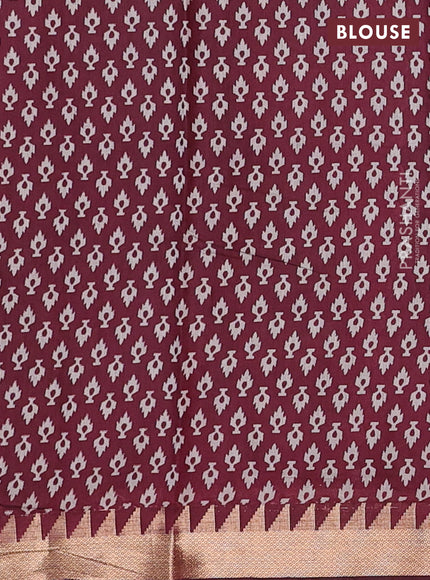 Green & Maroon Semi Maheshwari Cotton Saree