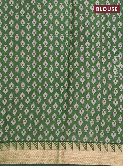 Mustard Yellow & Green Semi Maheshwari Cotton Saree