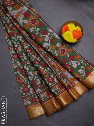 Green & Mustard Yellow Semi Maheshwari Cotton Saree
