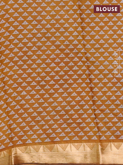 Green & Mustard Yellow Semi Maheshwari Cotton Saree