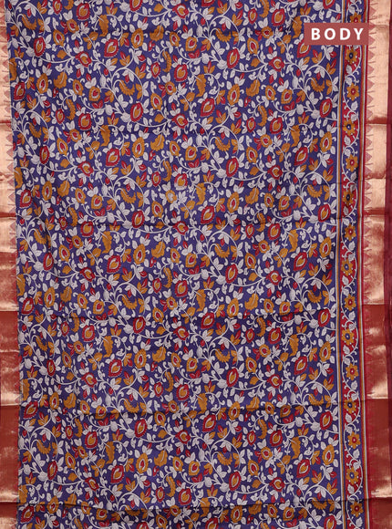 Blue & Maroon Semi Maheshwari Cotton Saree