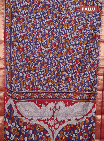 Blue & Maroon Semi Maheshwari Cotton Saree
