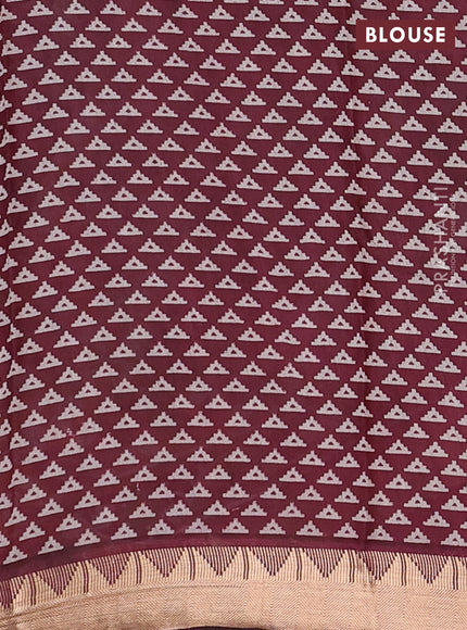 Mustard Yellow & Maroon Semi Maheshwari Cotton Saree