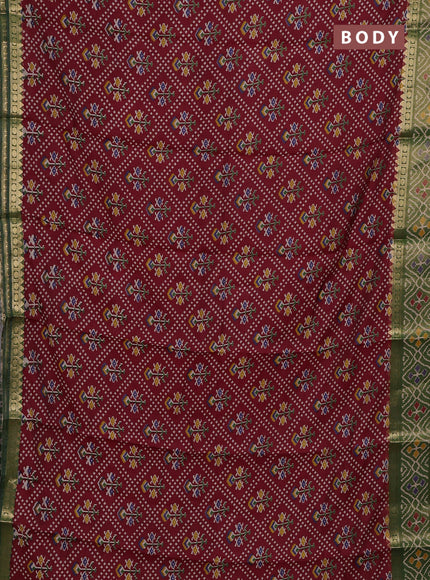 Maroon & Green Semi Maheshwari Cotton Saree