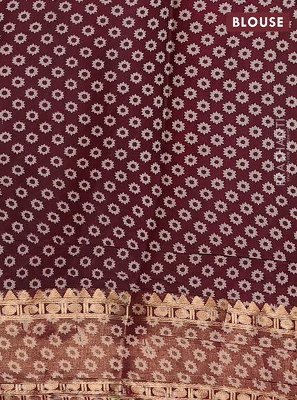 Mustard Yellow & Maroon Semi Maheshwari Cotton Saree