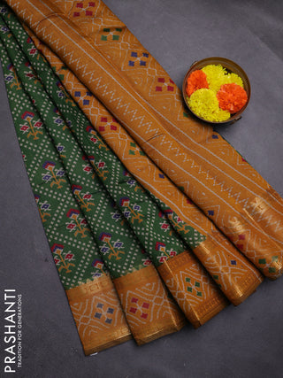 Green & Mustard Yellow Semi Maheshwari Cotton Saree