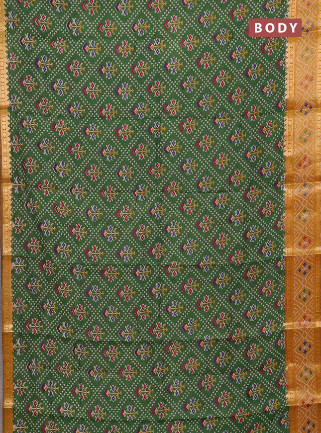Green & Mustard Yellow Semi Maheshwari Cotton Saree